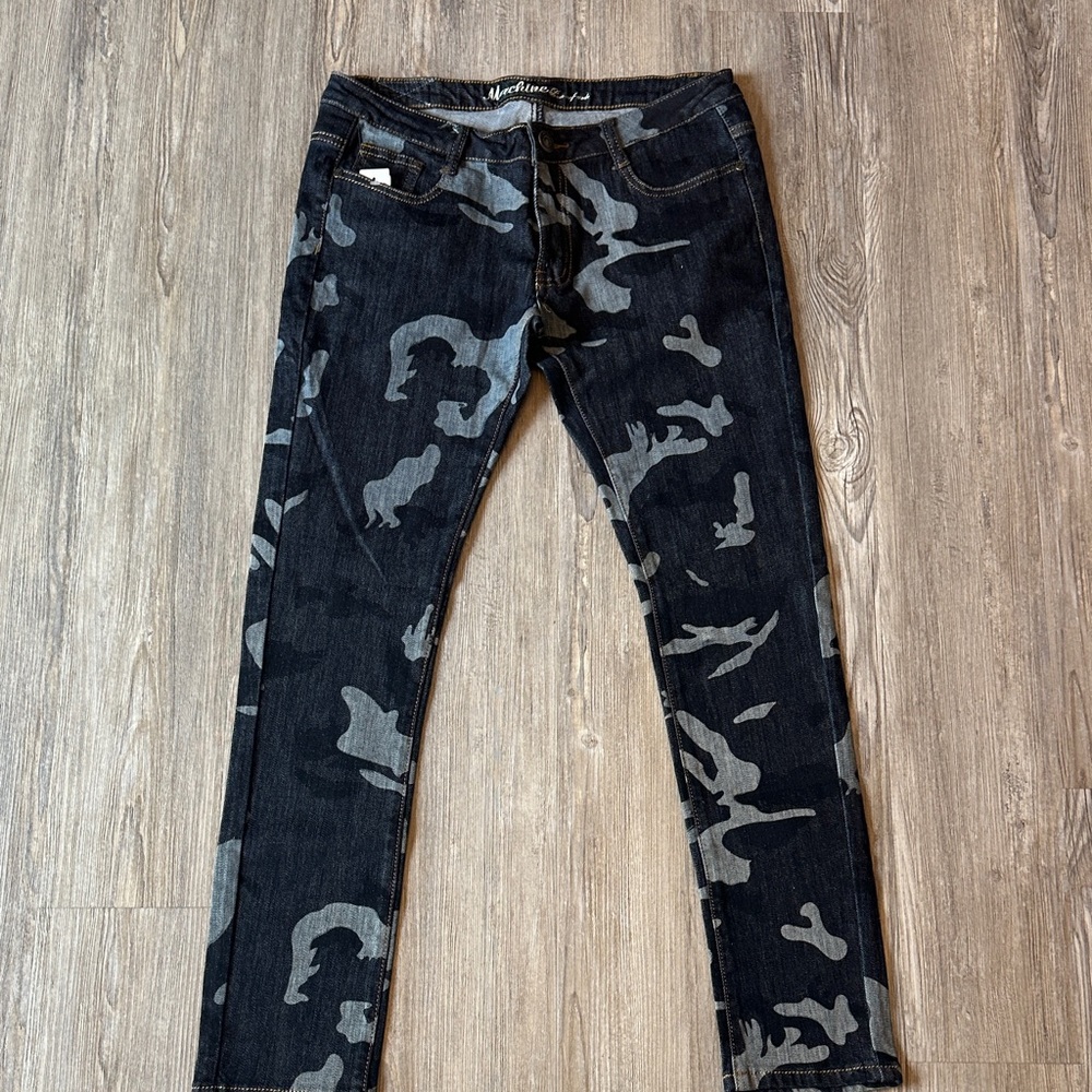 Machine Women's Black and Gray Camouflage Skinny Jeans